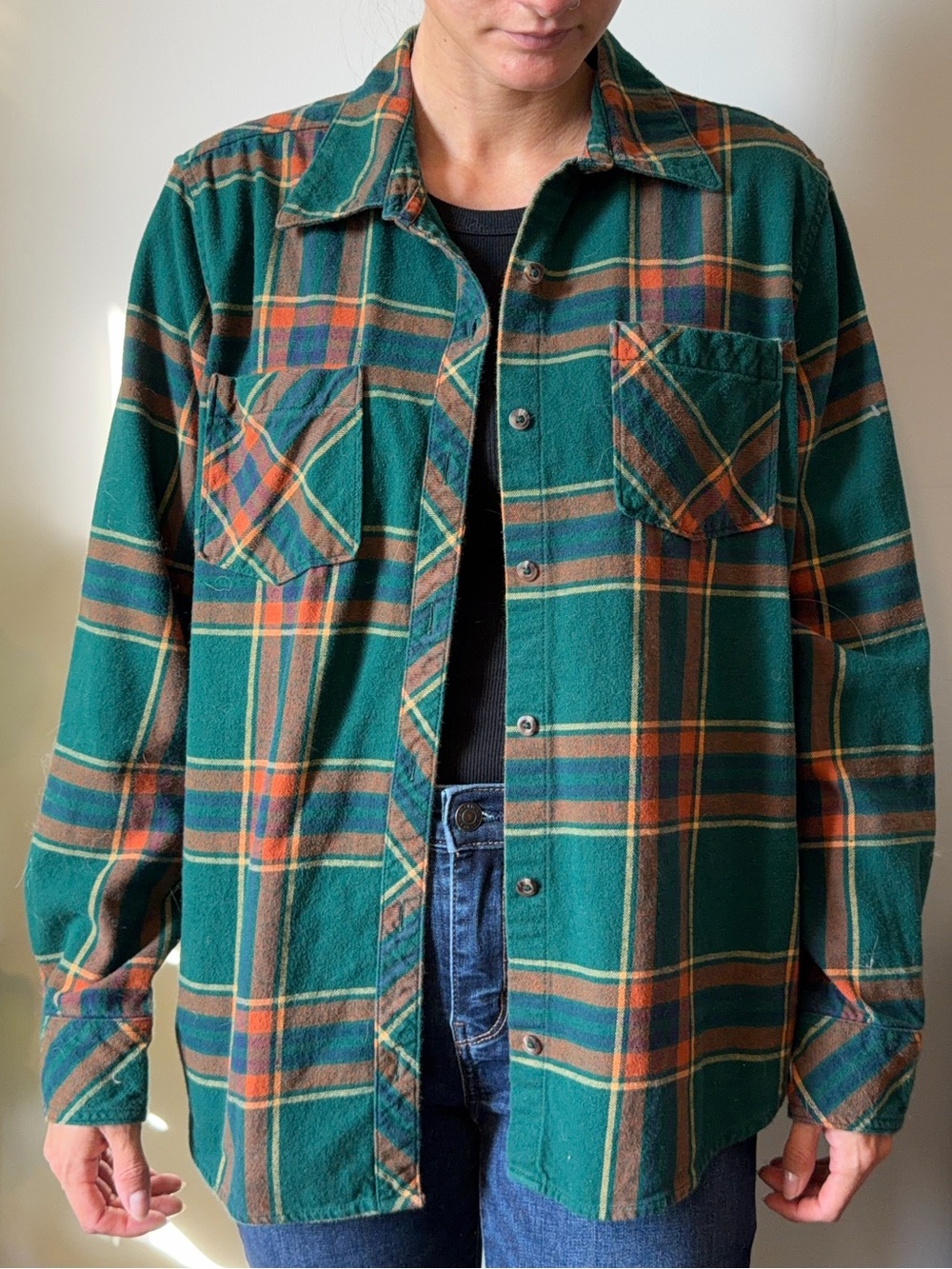 Women’s Green & Orange Flannel
